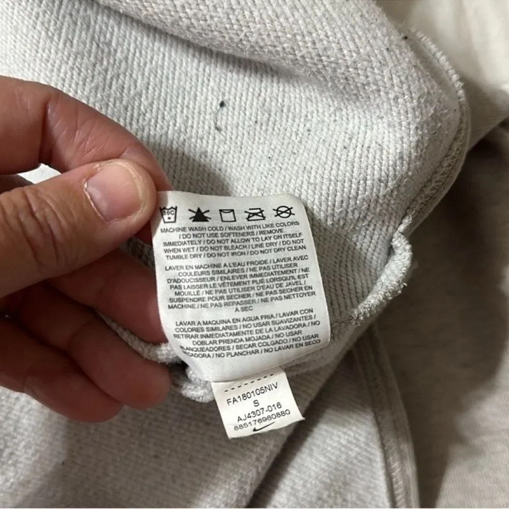 Nike S Silver Gray Oversized High Low Terrycloth Interior Pullover Sweatshirt